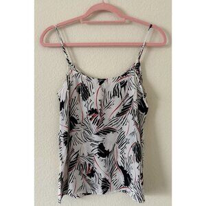 EQUIPMENT Layla Silk Print Cami Women's White Black Floral Leaf Print Size Small